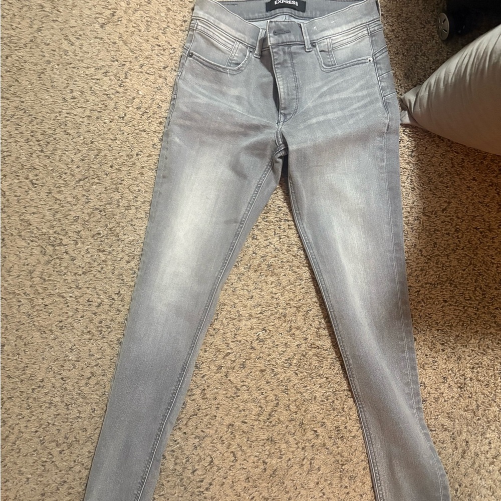 Express Women's Light Gray Skinny Jeans